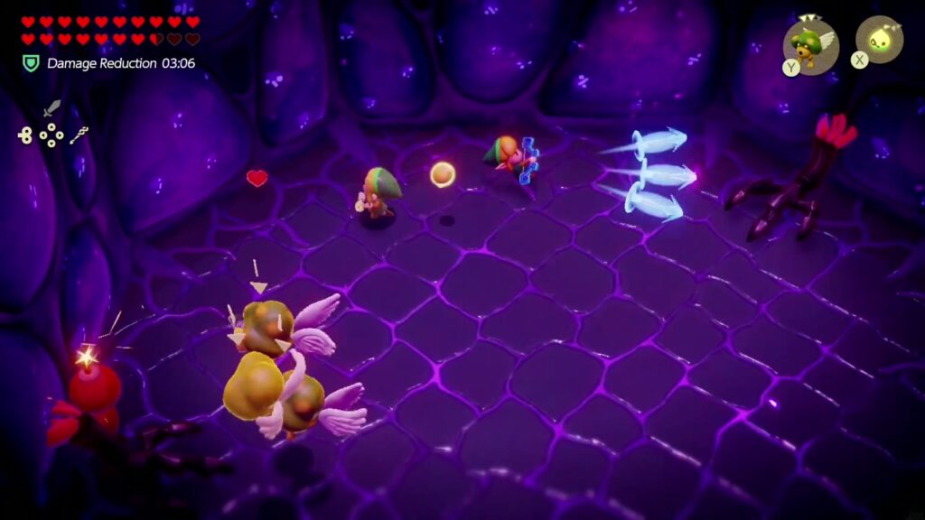 Null's Body: Final Dungeon - The Legend of Zelda: Echoes of Wisdom Walkthrough 35 Zirro echoes bomb Null's wall arms around the edge of the arena while Link fights nearby.