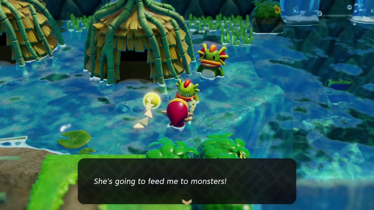 Das Zora Ein Kind erzählt Zelda, dass es glaubt, seine Mutter wolle es den Monstern zum Fraß vorwerfen. Das Zora Ein Kind erzählt Zelda, dass es glaubt, seine Mutter wolle es den Monstern zum Fraß vorwerfen.