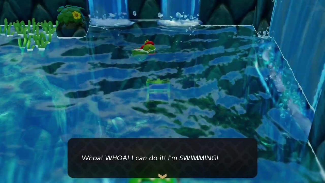 The Zora child swims for the first time in River Zora Village. The Zora child swims for the first time in River Zora Village.