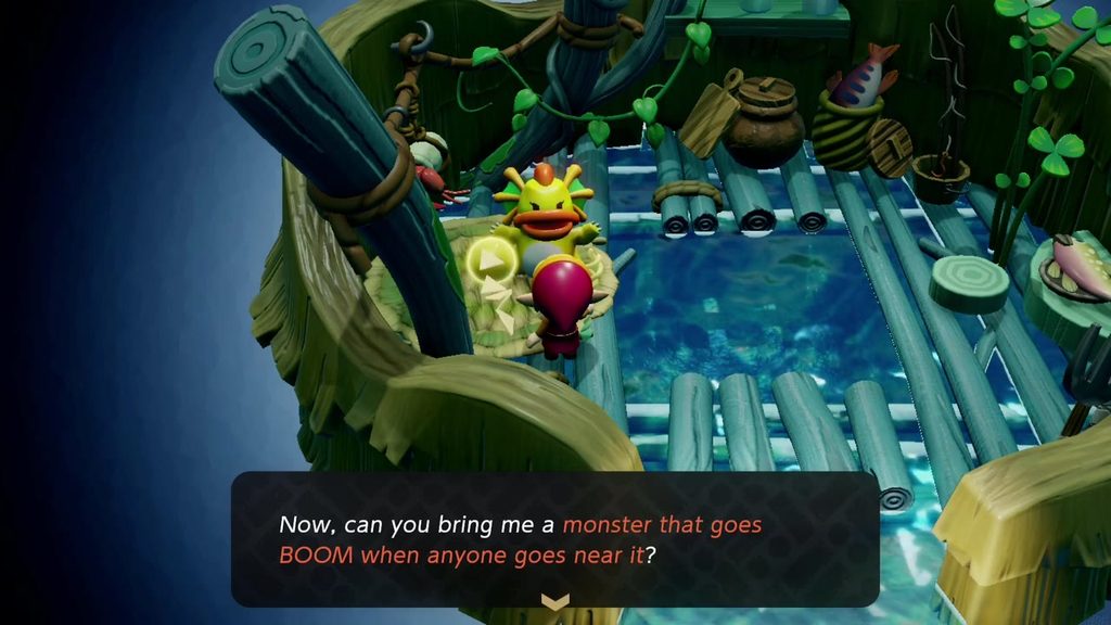 The Jabul Waters Rift - The Legend of Zelda: Echoes of Wisdom Walkthrough 113 In her River Zora Village hut, the Zora mother asks for a monster that goes BOOM: a Bombfish.