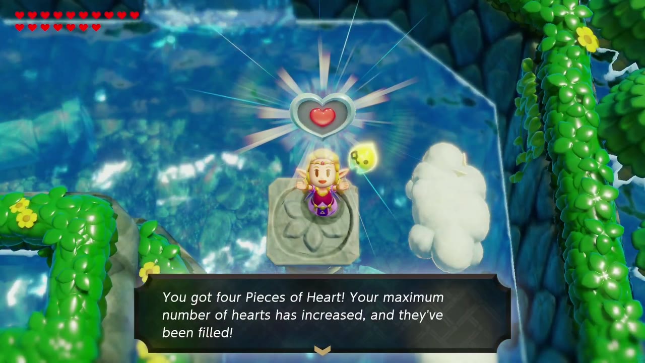 The Jabul Waters Rift - The Legend of Zelda: Echoes of Wisdom Walkthrough 89 Zelda holds up the Piece of Heart on top of the Zora River pillar, completing a new Heart Container.