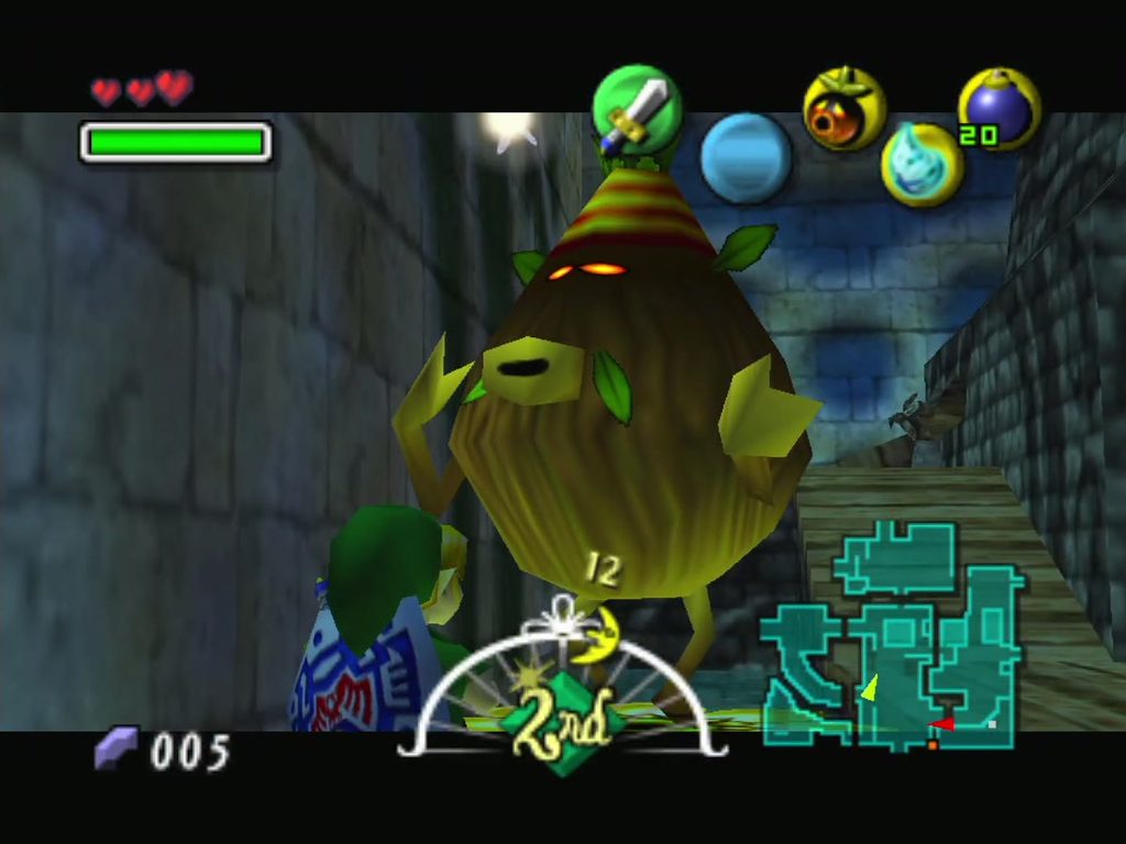 The Business Scrub rises from the yellow Deku Flower in South Clock Town. The Business Scrub rises from the yellow Deku Flower in South Clock Town.