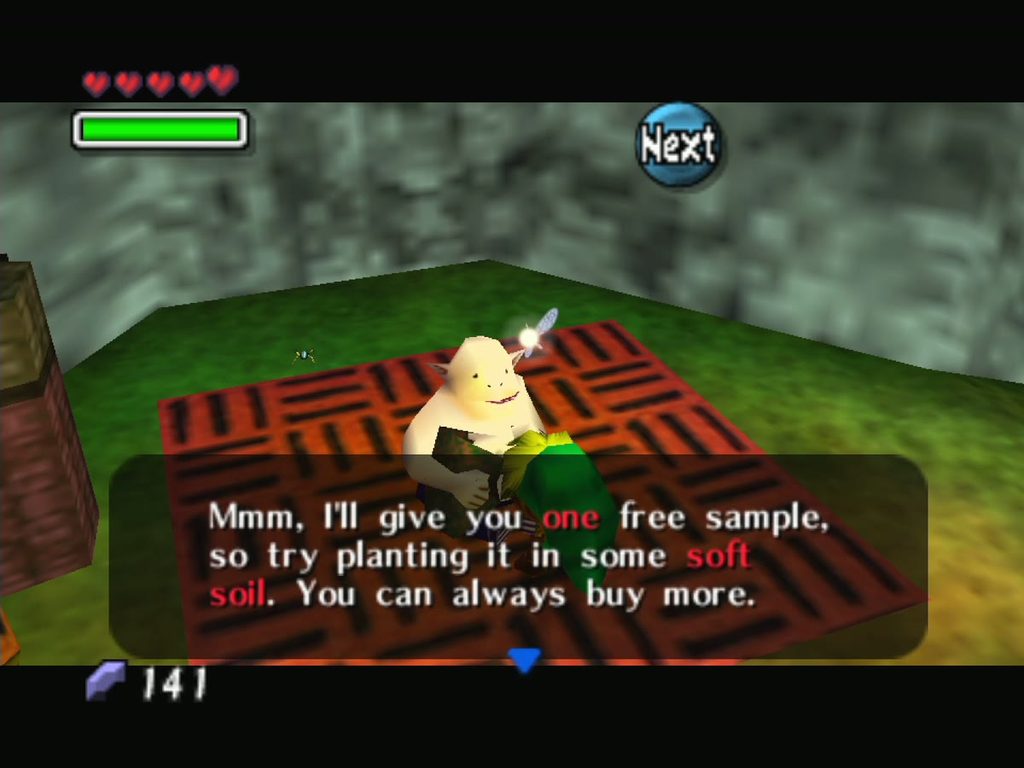 The underground Business Scrub offers Link a free Magic Bean sample.