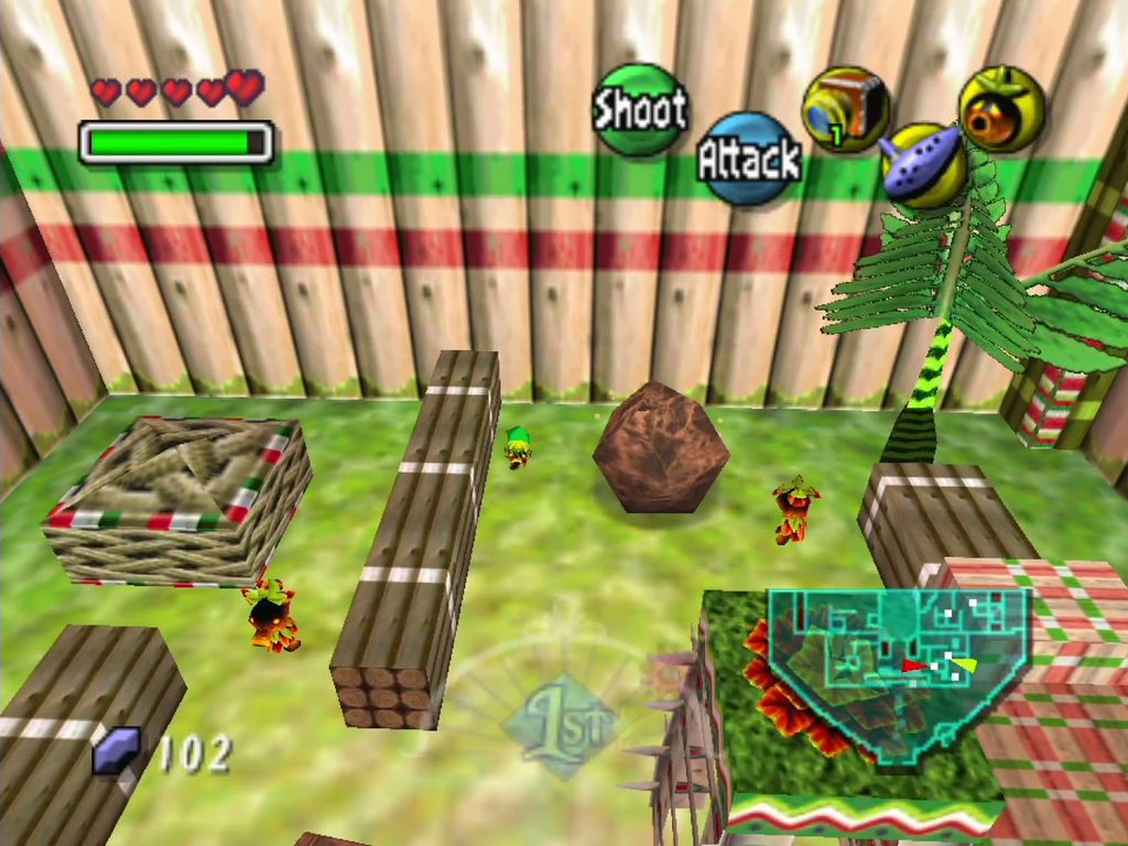 Deku Link stands in the open beside a palace guard, about to be caught and thrown into the throne room.