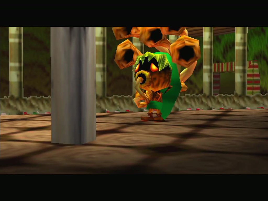 At the start of the new cycle, play the Inverted Song of Time again and carry at least 20 Rupees. Leave Clock Town through the south gate as normal Link.