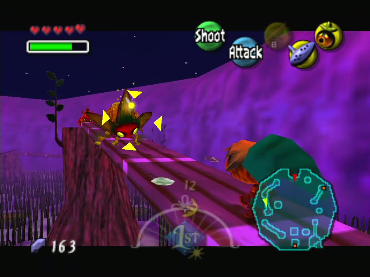 Dragonflies harass Deku Link on the walkways leading into Woodfall.