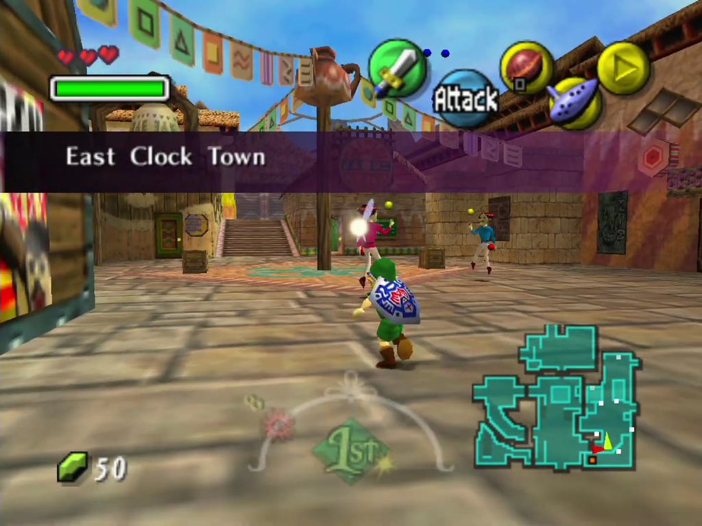 East Clock Town, where the Stray Fairy moves after dark. East Clock Town, where the Stray Fairy moves after dark.