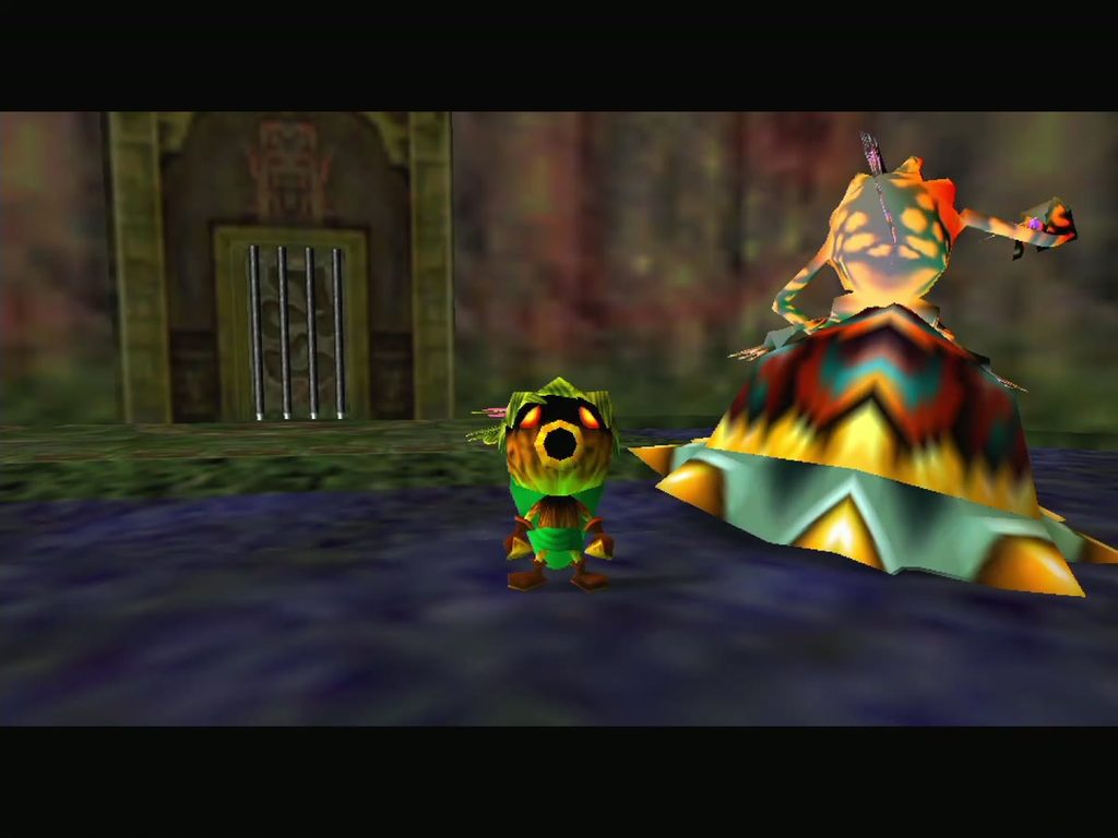 The Gekko rides a Snapper and charges at Deku Link. The Gekko rides a Snapper and charges at Deku Link.