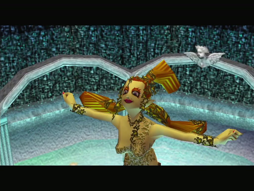 The Great Fairy of Magic rises above the fountain after her Stray Fairy is returned. The Great Fairy of Magic rises above the fountain after her Stray Fairy is returned.
