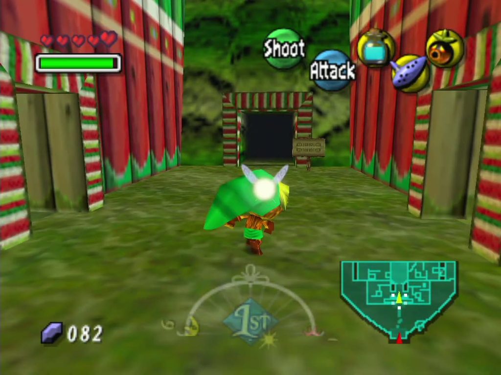 Deku Link inside the Deku Palace grounds, where the next section begins.
