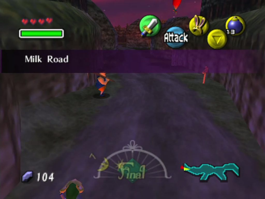 The Milk Road area banner as Link arrives from south-west Termina Field. The Milk Road area banner as Link arrives from south-west Termina Field.