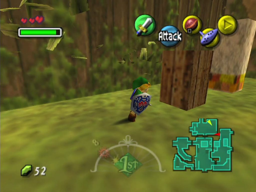 Link carries the Stray Fairy north through Clock Town toward the fountain. Link carries the Stray Fairy north through Clock Town toward the fountain.