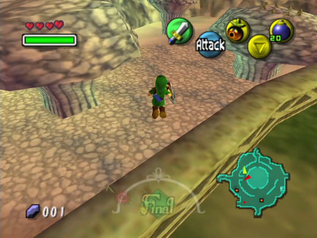 Link crosses the rocky northern area of Termina Field near the large mushroom rocks. Link crosses the rocky northern area of Termina Field near the large mushroom rocks.
