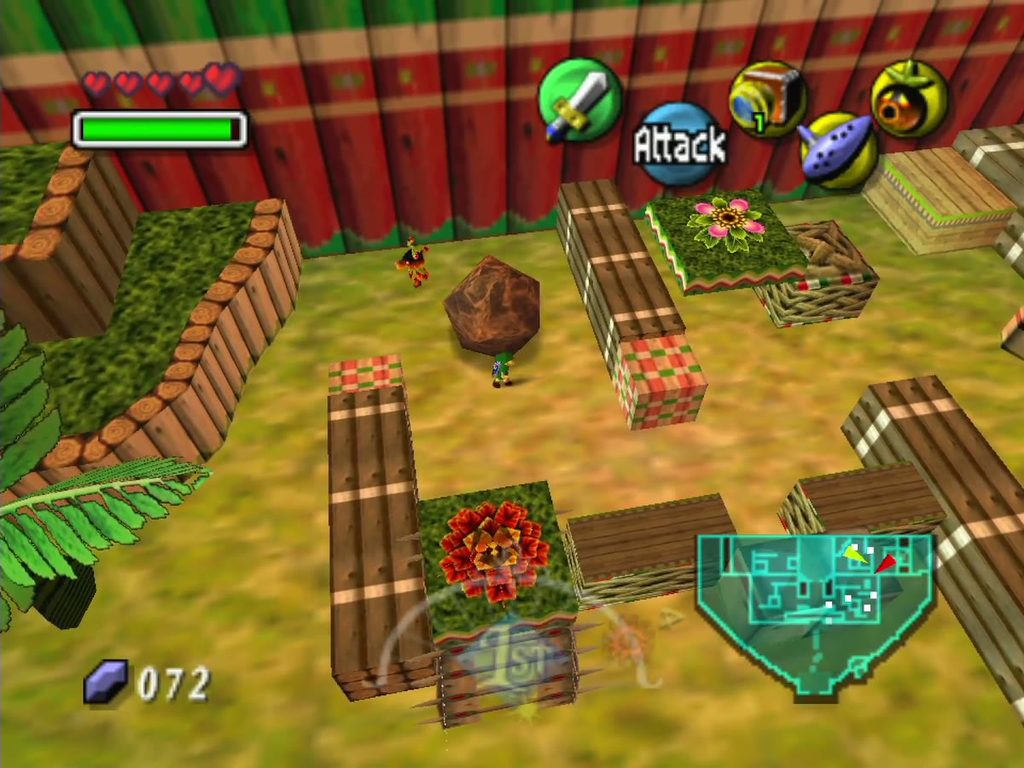 The second Deku Palace garden, where the Piece of Heart chest sits past the guards.