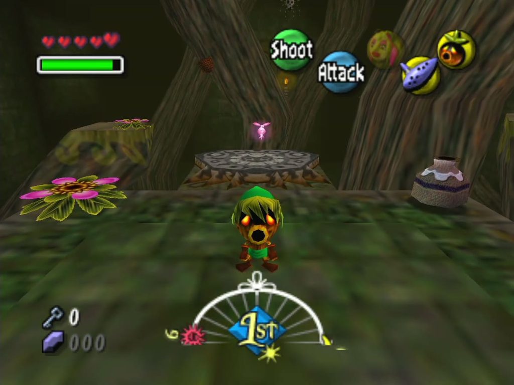 The first Stray Fairy floats in the open in the Woodfall Temple entrance room. The first Stray Fairy floats in the open in the Woodfall Temple entrance room.