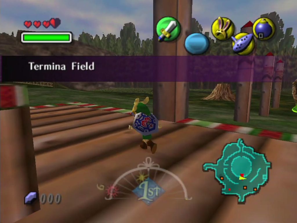 The Termina Field banner as Link leaves Clock Town through the south gate.