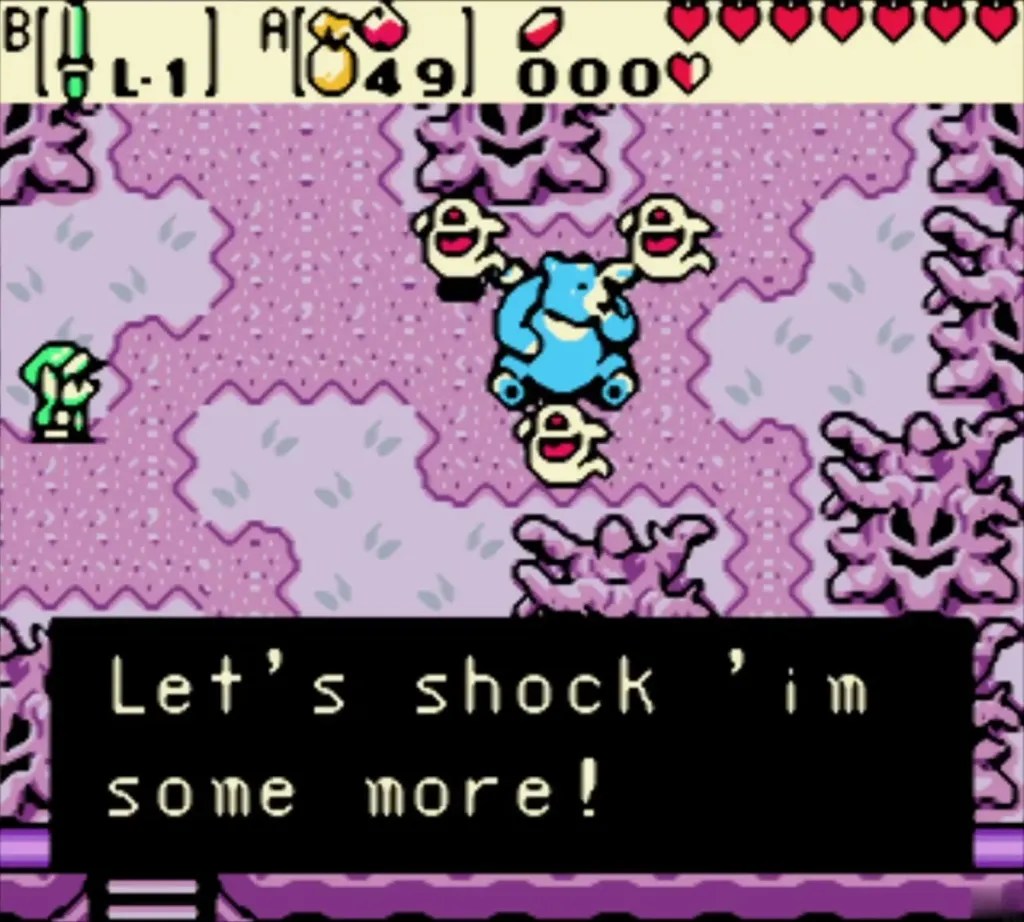 Moosh the blue bear surrounded by three Ghini ghosts in the purple highland room Moosh the blue bear surrounded by three Ghini ghosts in the purple highland room
