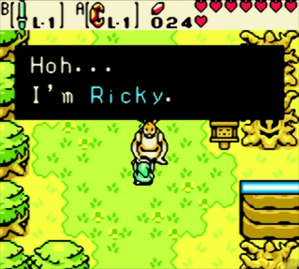 Ricky introducing herself in the grass field outside Lynna City by a signpost Ricky introducing herself in the grass field outside Lynna City by a signpost