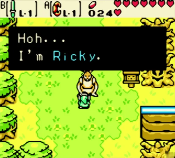 Ricky introducing herself in the grass field outside Lynna City by a signpost Ricky introducing herself in the grass field outside Lynna City by a signpost