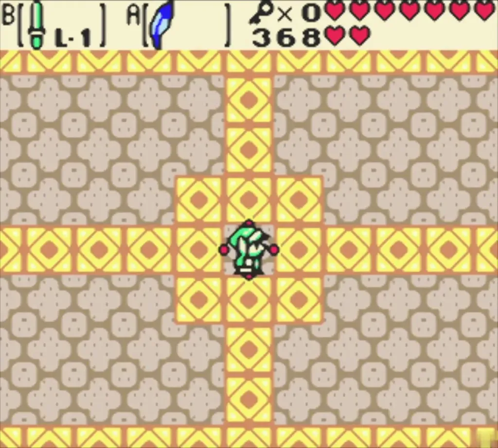 A pink fairy floating in the room after the Armos Warrior's defeat