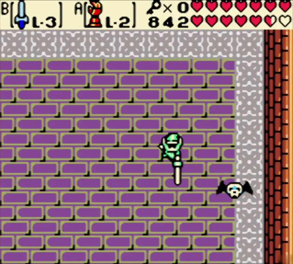 The Blue Stalfos turned into a small winged skull fleeing Link
