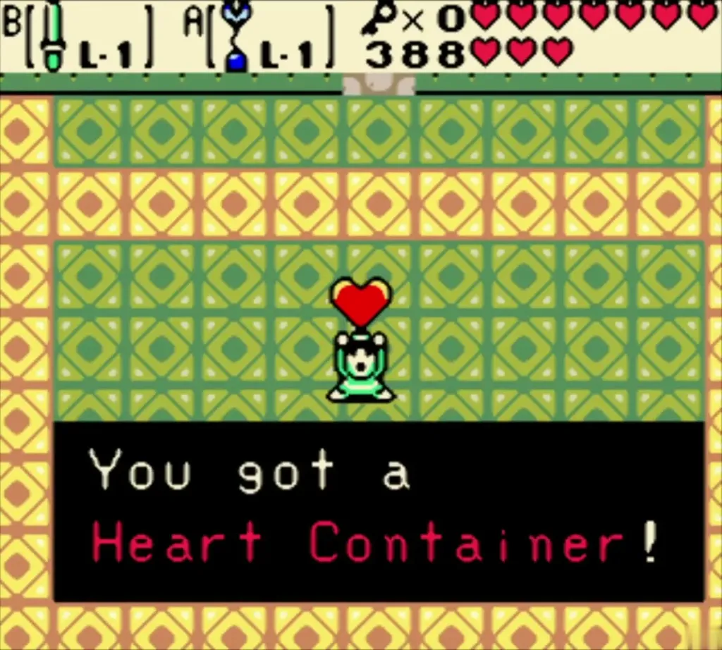 Link holding up the Heart Container Eyesoar dropped
