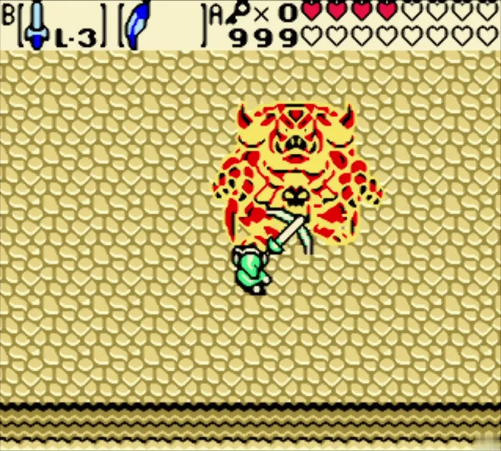 Ganon flashes red as Link's sword attack lands
