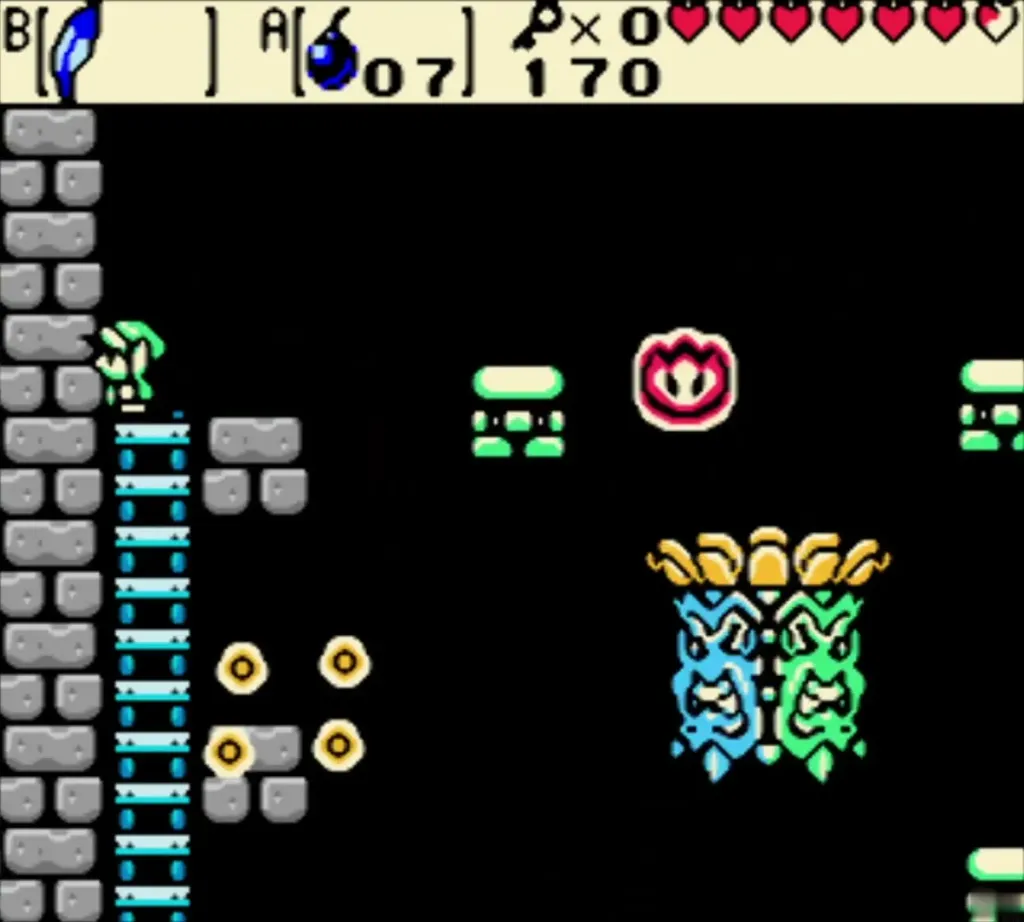 Ring of orange fireballs circling the platforms by the ladder in the Head Thwomp arena
