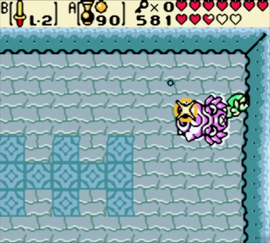 Link slashing Octogon's exposed face in the underwater room