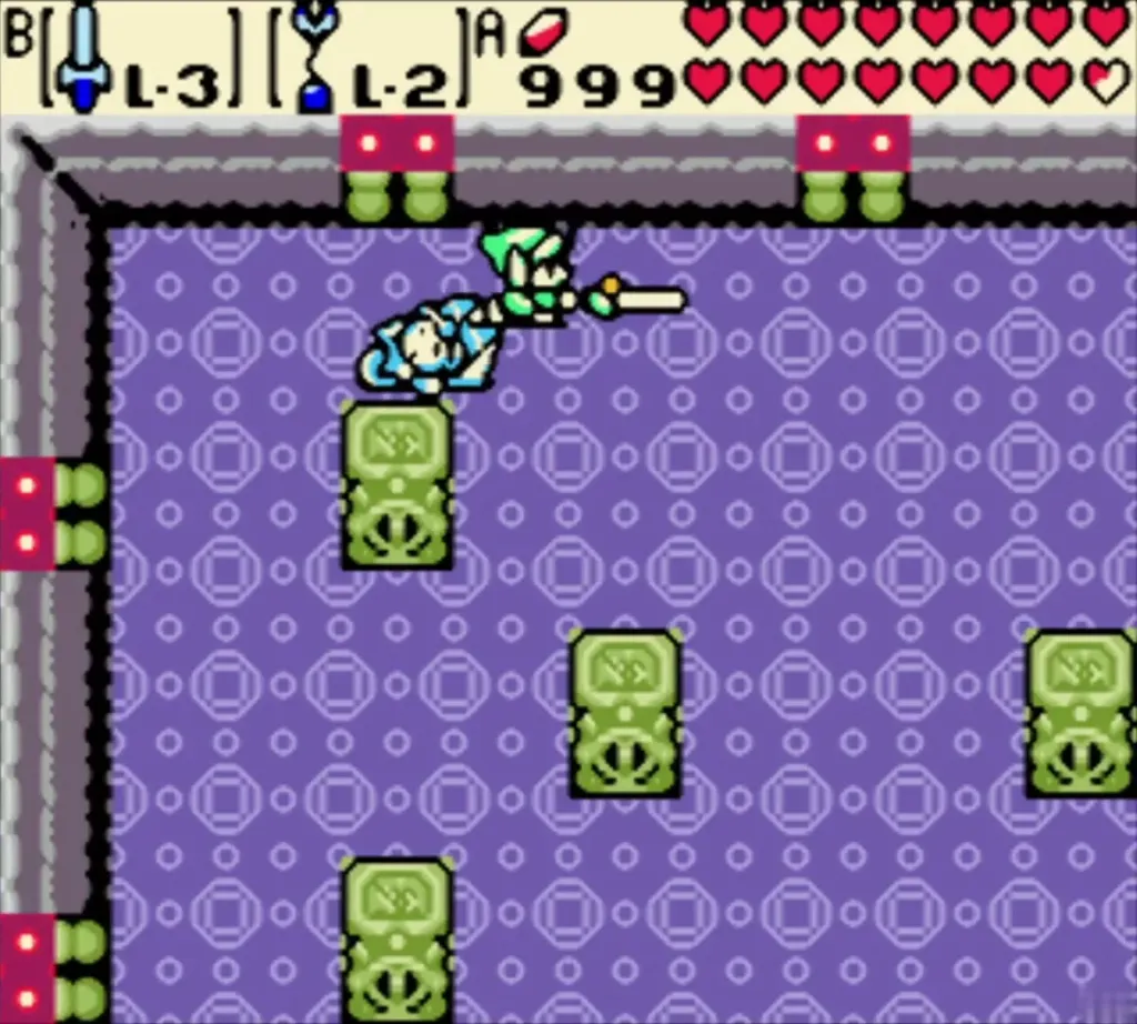 Link swings his sword at Veran's winged spirit