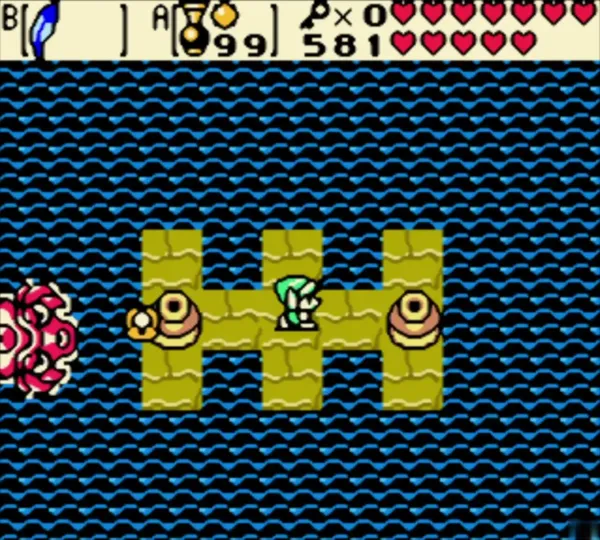 Octogon on the water beside the olive platform where Link stands