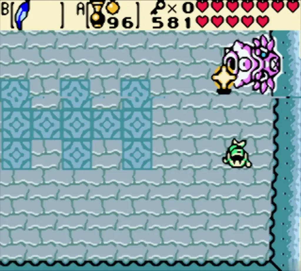 Octogon underwater with its face open toward Link in the Mermaid Suit