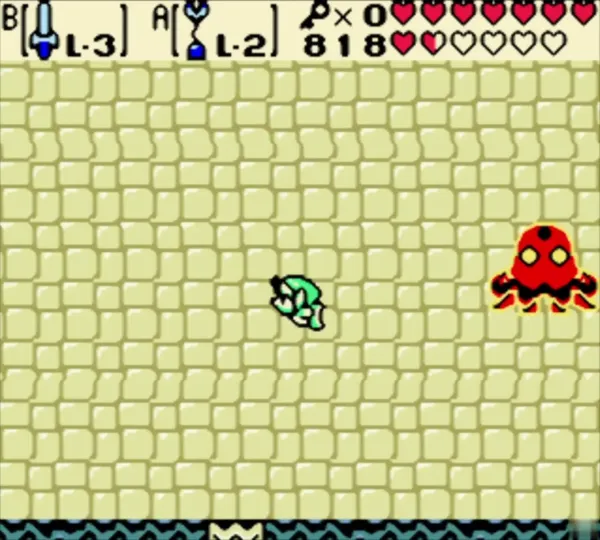 Plasmarine in its red form facing Link in the boss room