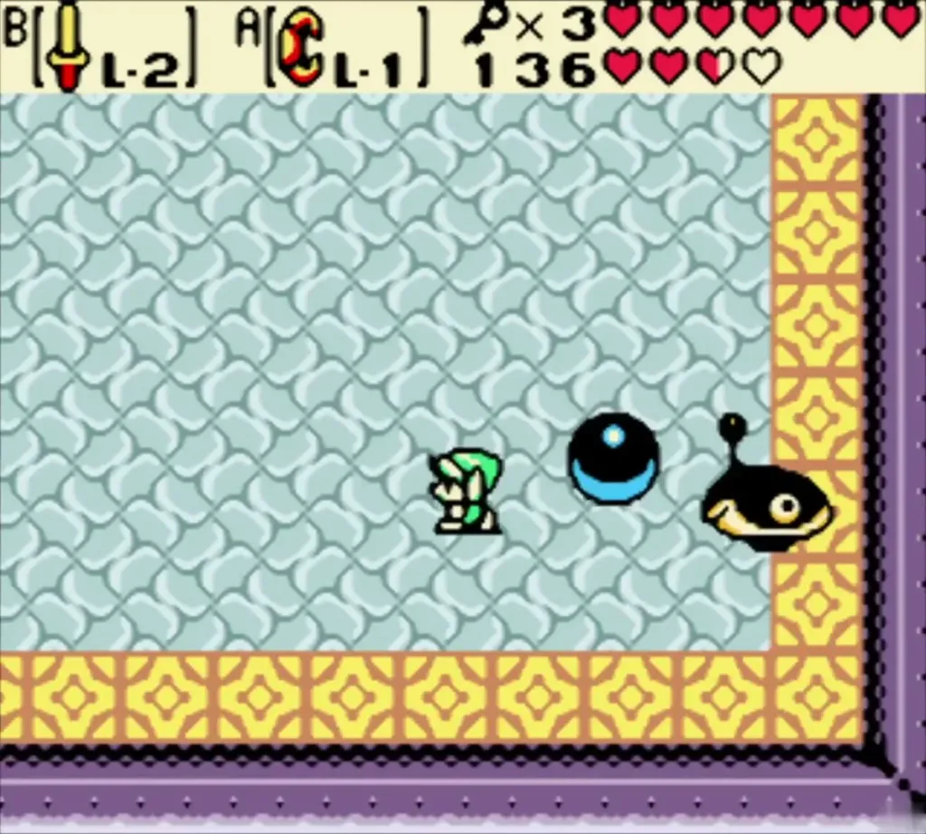 The heavy ball flying back toward Smasher in the miniboss room