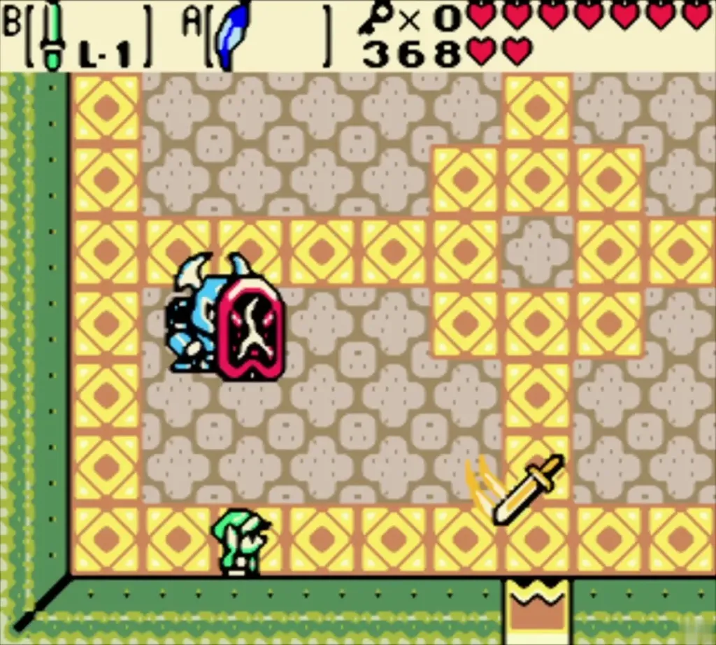 Armos Warrior's sword flying out from the shield in the Skull Dungeon