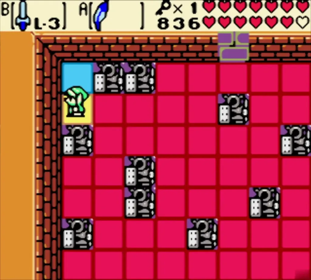 Link in the corner room at the start of the Ancient Tomb dungeon Link in the corner room at the start of the Ancient Tomb dungeon