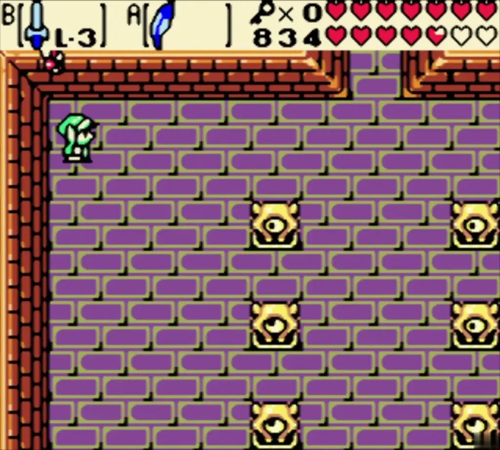 Link entering the first purple room of the Ancient Tomb Link entering the first purple room of the Ancient Tomb