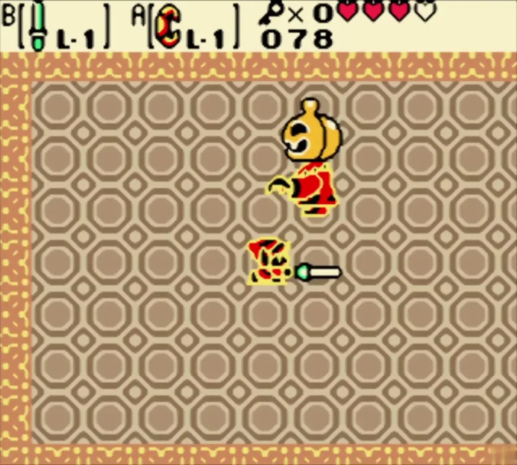 Pumpkin Head ghost attacking Link with sword in the Spirits Grave boss room Pumpkin Head ghost attacking Link with sword in the Spirits Grave boss room