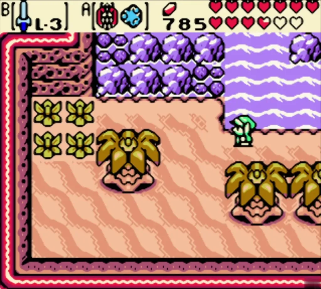 Link standing on the palm-tree island where the whirlpool ring stood Link standing on the palm-tree island where the whirlpool ring stood