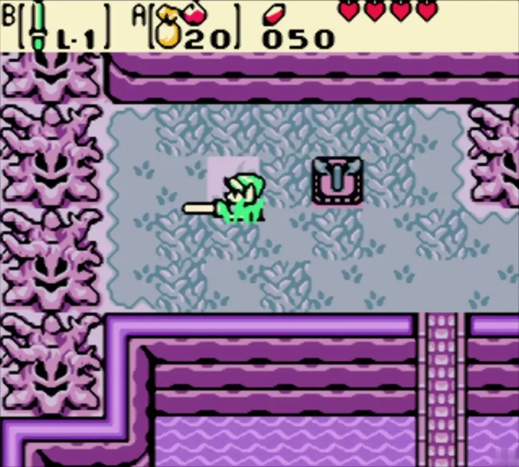 Link swinging his sword over the soft soil patch in Yoll Graveyard after planting Link swinging his sword over the soft soil patch in Yoll Graveyard after planting