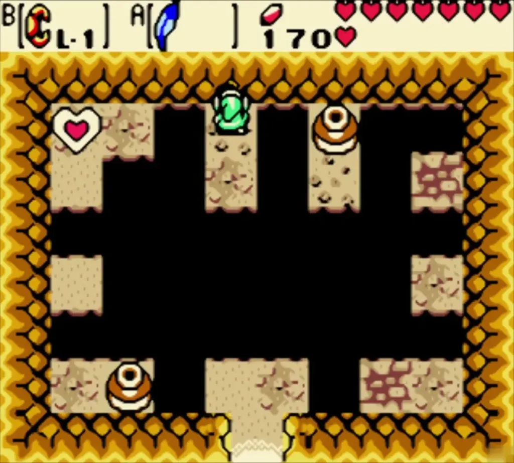 The floating heart in the top-left corner of the west cave across the pits and pillars