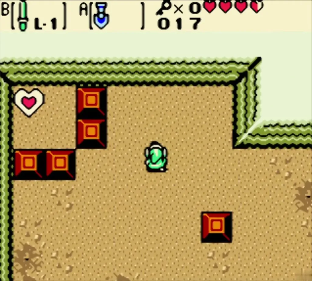 A heart sitting behind the grey blocks in the top-left of the Maku Path room