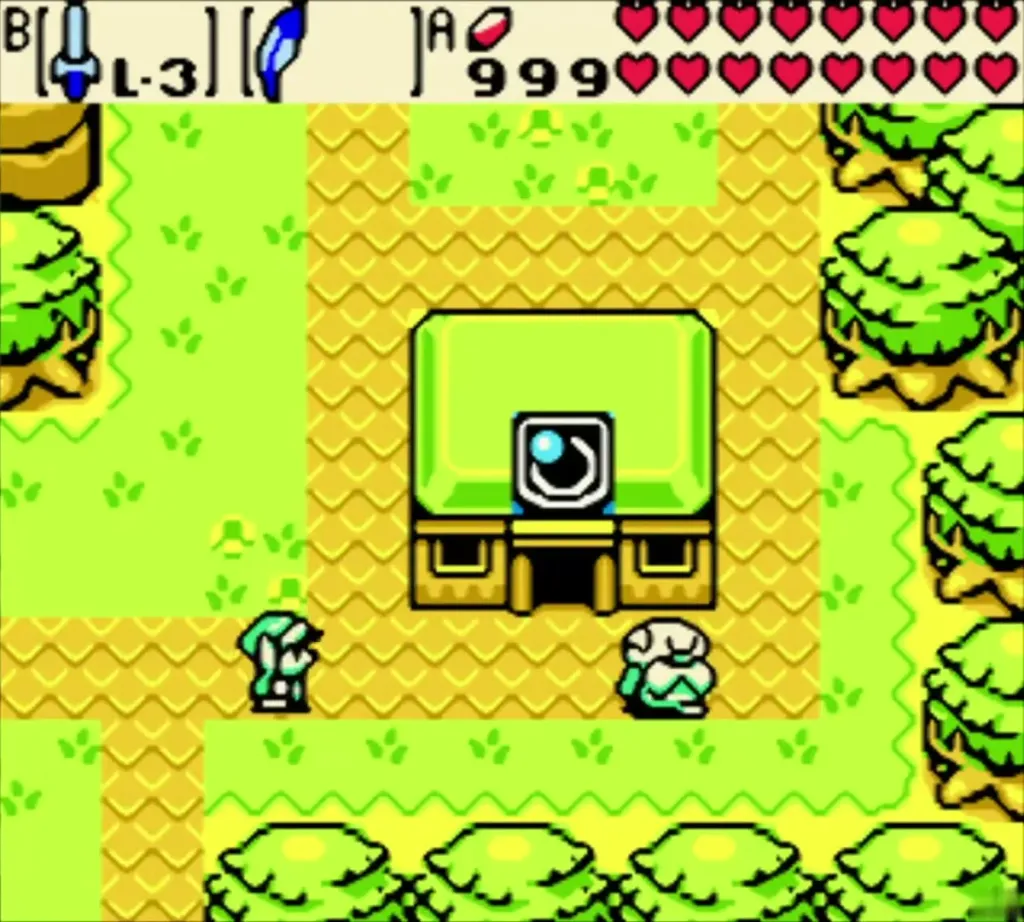 Link outside the cave building before entering