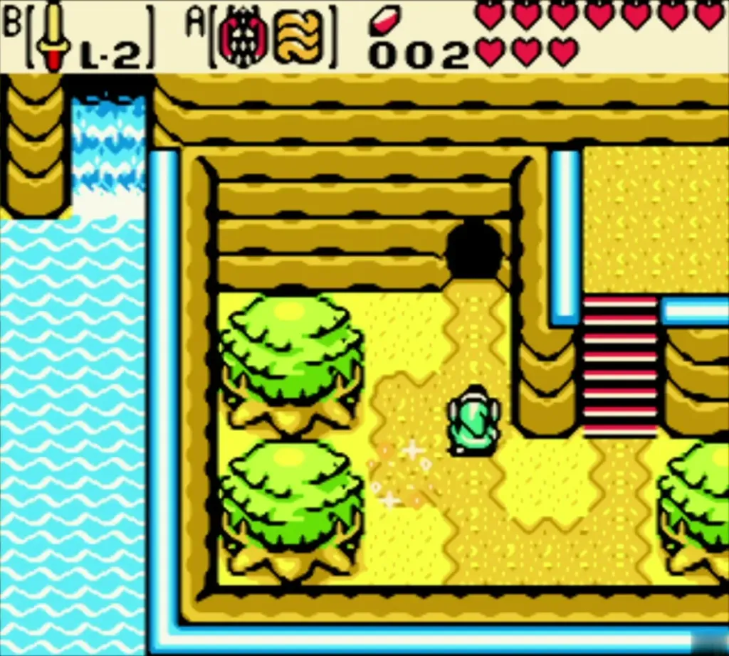 Link on the sandy area with stairs after the Tune of Currents warp Link on the sandy area with stairs after the Tune of Currents warp