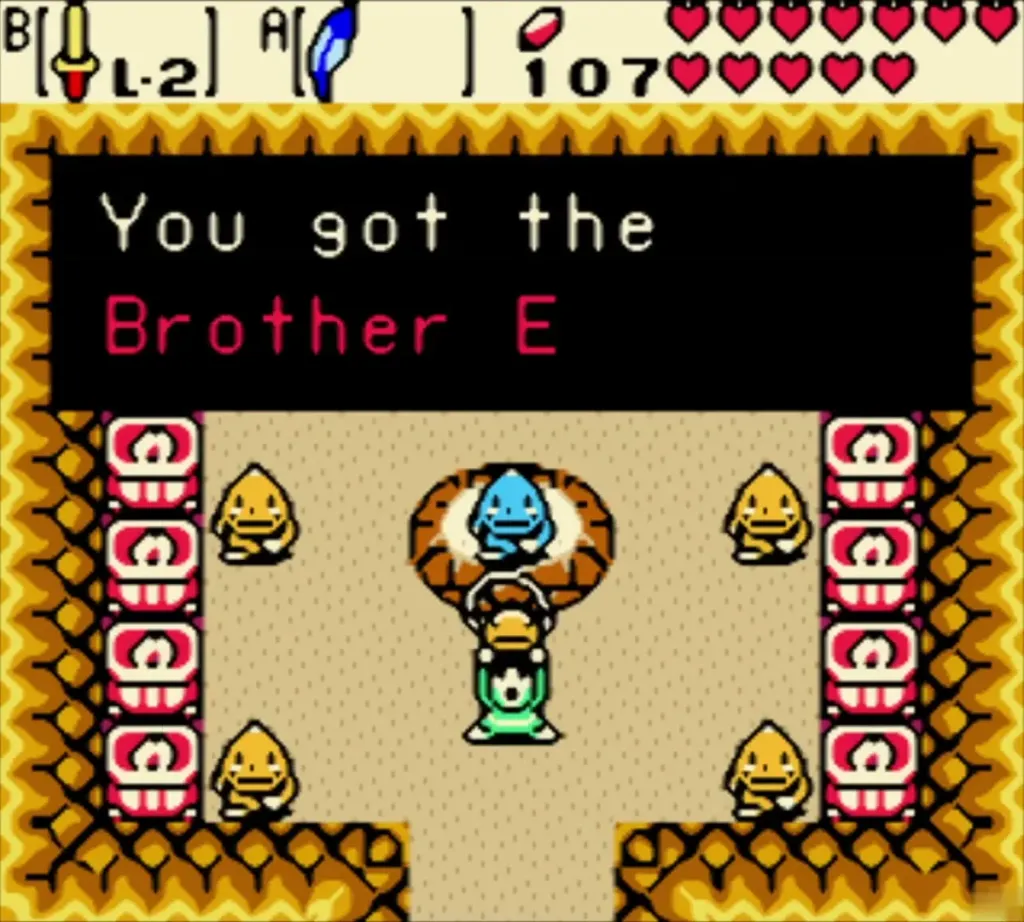 Link holding the Brother Emblem prize overhead Link holding the Brother Emblem prize overhead