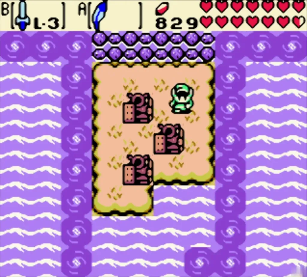 Link on the pink island among the coffins in the Sea of No Return Link on the pink island among the coffins in the Sea of No Return