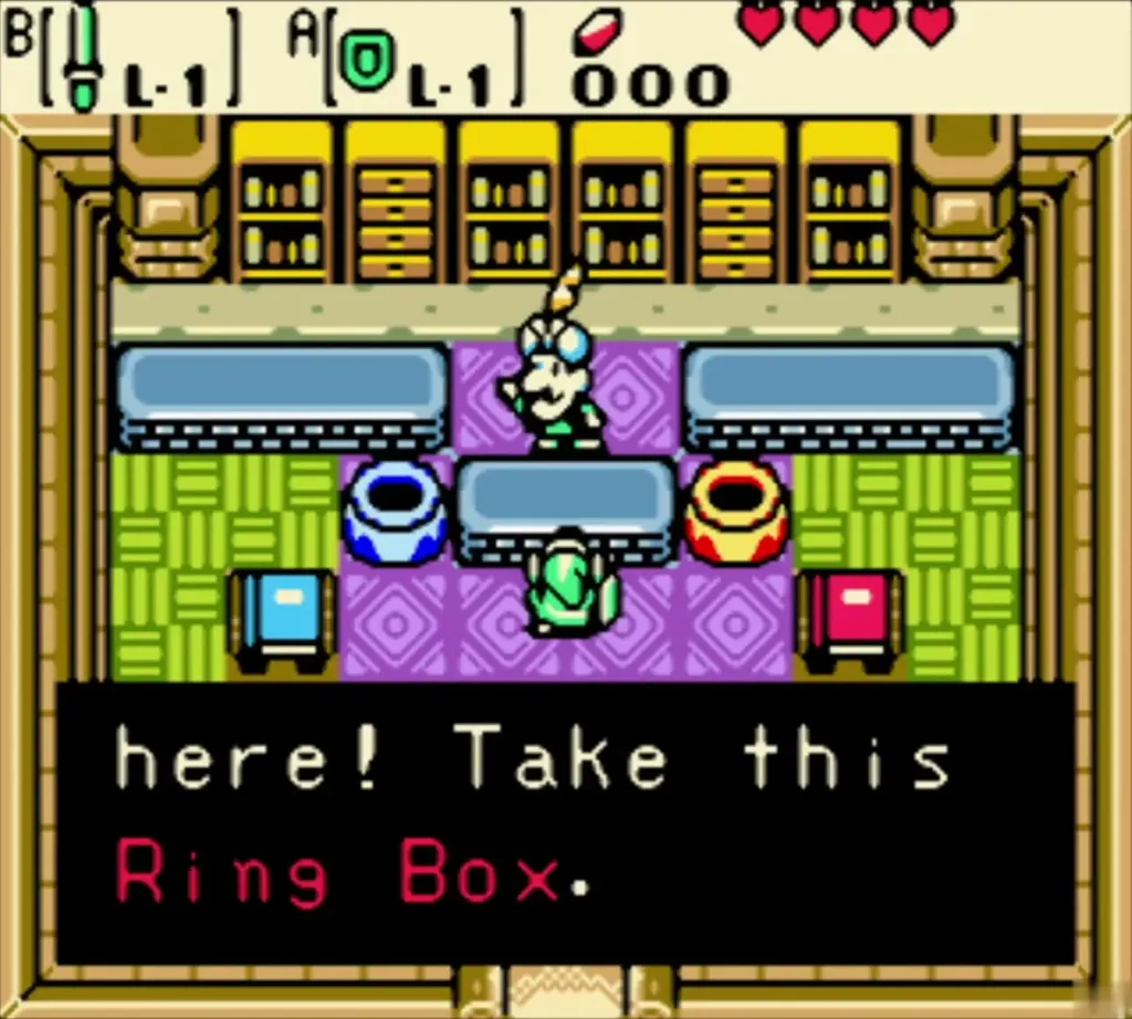 Vasu telling Link to take the L-1 Ring Box in his jewelry shop in Lynna City Vasu telling Link to take the L-1 Ring Box in his jewelry shop in Lynna City