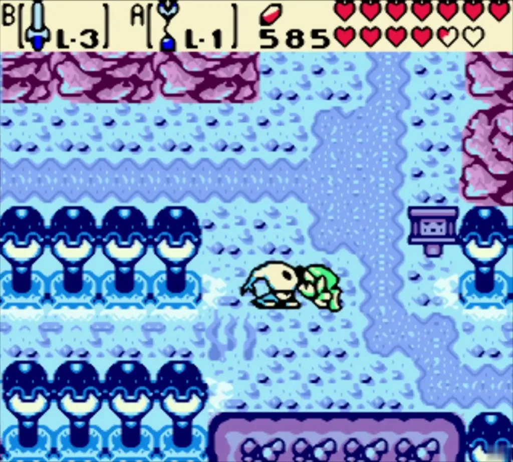 Link swimming through the underwater Zora Village Link swimming through the underwater Zora Village