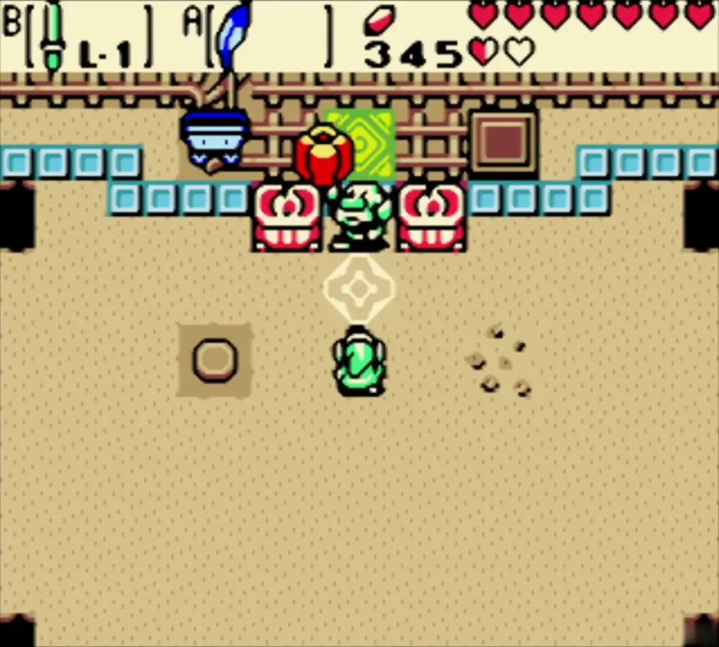 Link holding up the repaired Tuni Nut in Patch's ceremony room Link holding up the repaired Tuni Nut in Patch's ceremony room