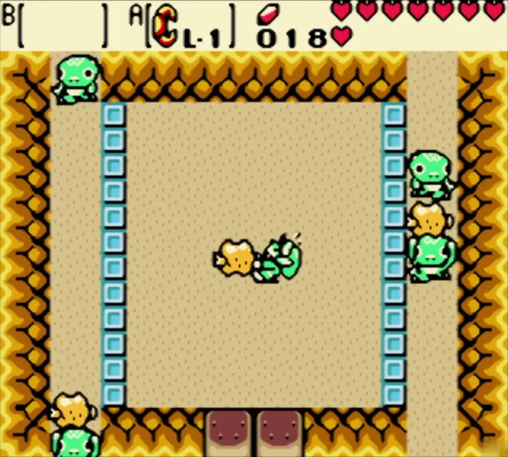 Tokays running along the right side while Link waits with meat in the Wild Tokay game Tokays running along the right side while Link waits with meat in the Wild Tokay game